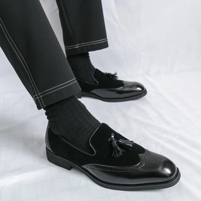 Men's Luxury Tassel Loafers with High-Gloss Finish