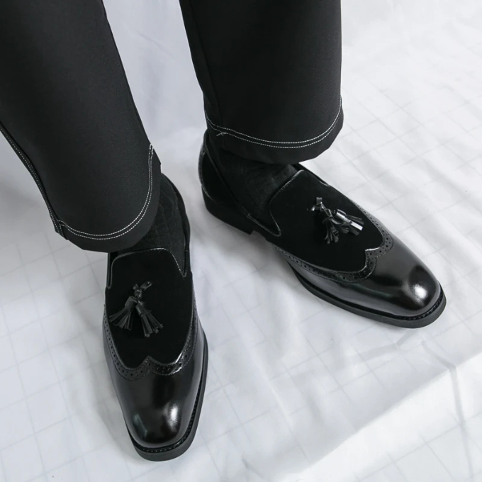 Men's Luxury Tassel Loafers with High-Gloss Finish