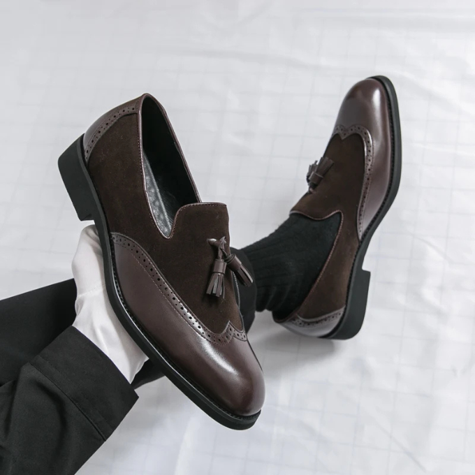 Men's Luxury Tassel Loafers with High-Gloss Finish
