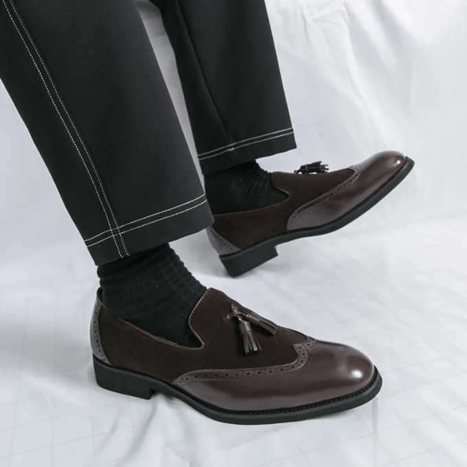 Men's Luxury Tassel Loafers with High-Gloss Finish