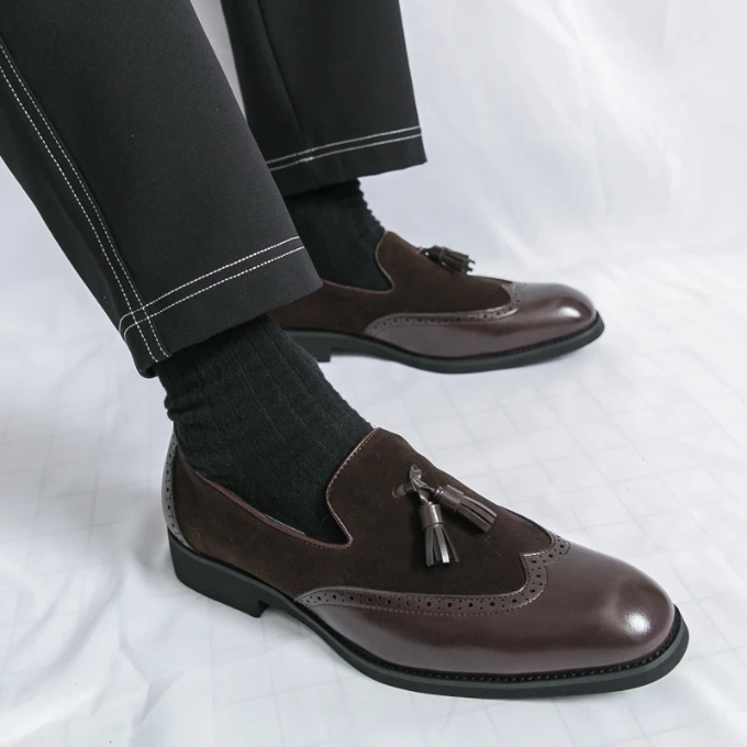 Men's Luxury Tassel Loafers with High-Gloss Finish