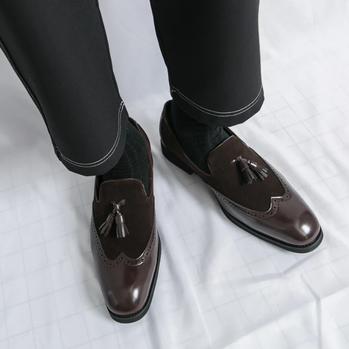 Men's Luxury Tassel Loafers with High-Gloss Finish