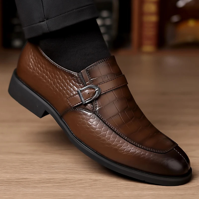 Men's Crocodile Texture Monk Strap Loafers