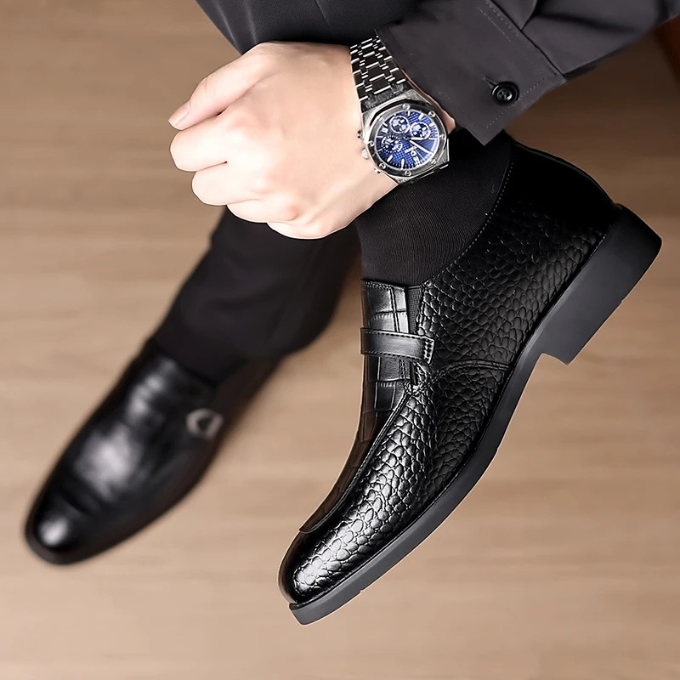 Men's Crocodile Texture Monk Strap Loafers