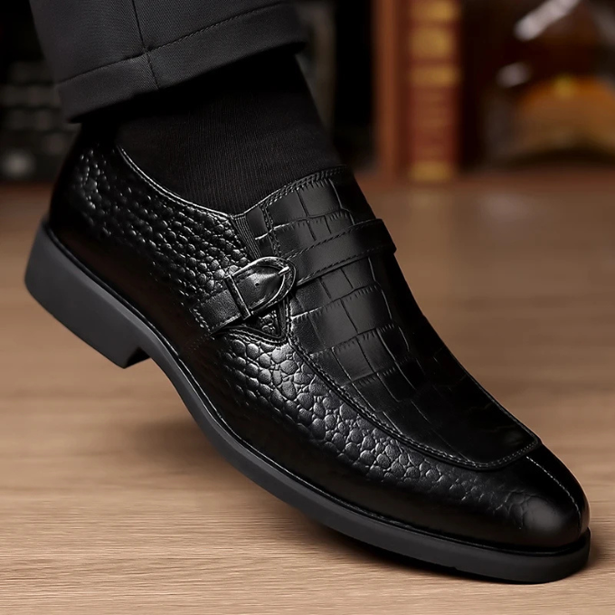 Men's Crocodile Texture Monk Strap Loafers