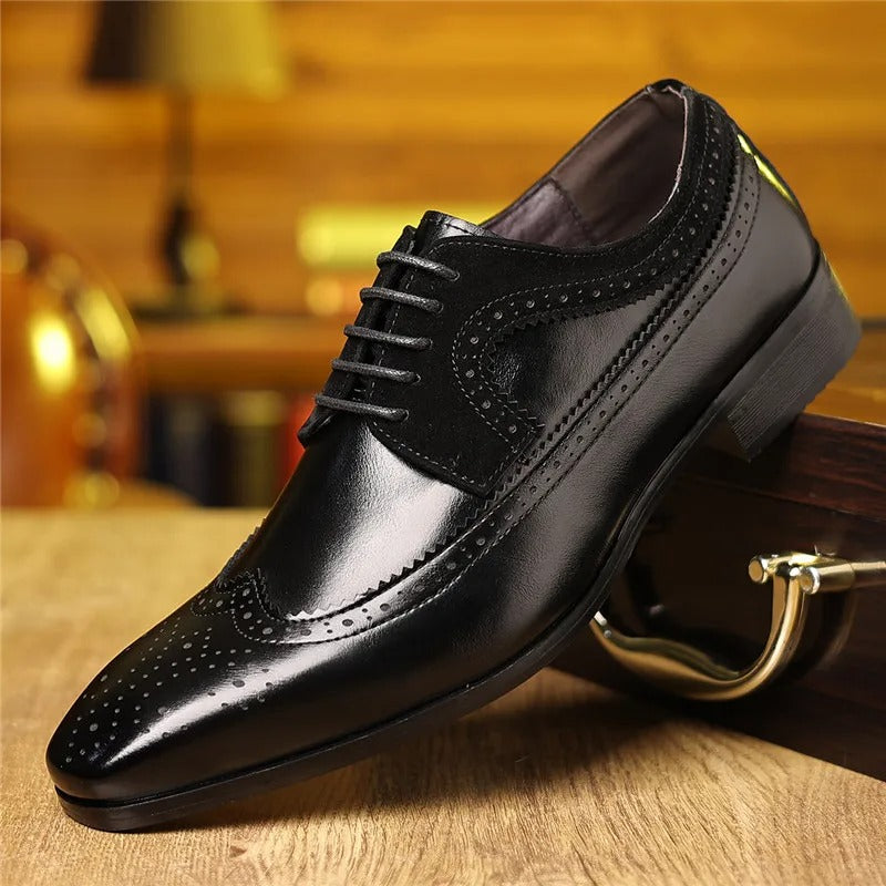 Men's Premium Polished Brogue Oxford Dress Shoes