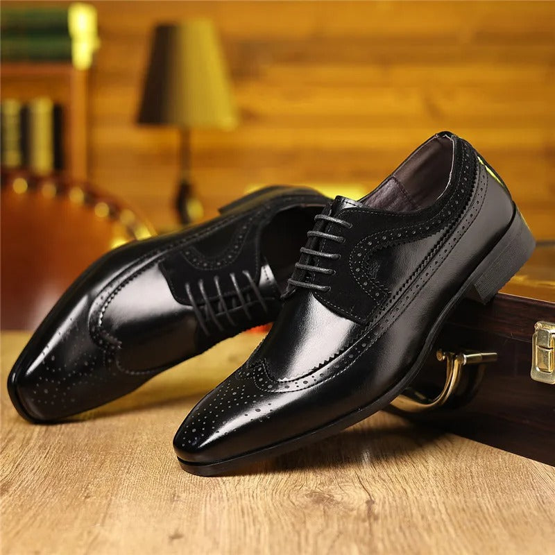 Men's Premium Polished Brogue Oxford Dress Shoes