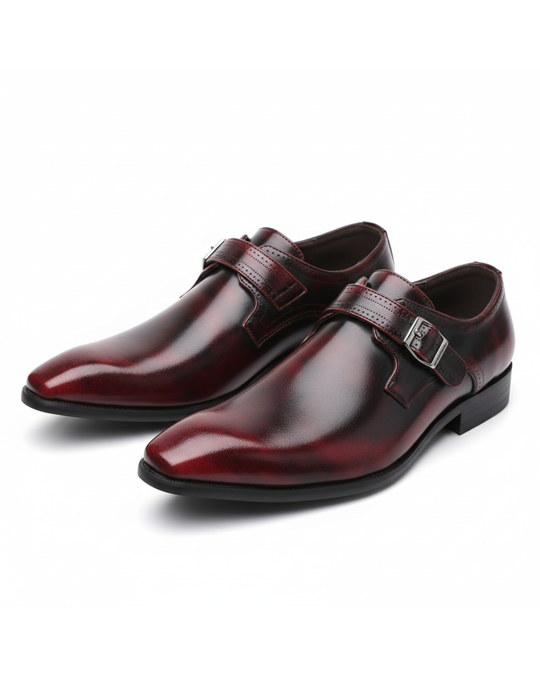 Luxury Burnished Monk Strap Dress Shoes for Men