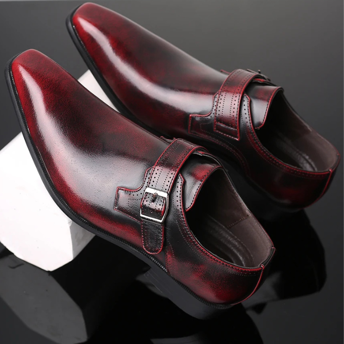 Luxury Burnished Monk Strap Dress Shoes for Men