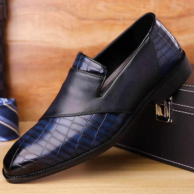 Croc-Textured Slip-On Loafer Dress Shoes for Men