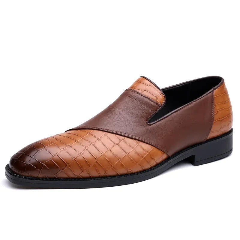 Croc-Textured Slip-On Loafer Dress Shoes for Men