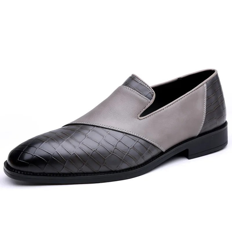 Croc-Textured Slip-On Loafer Dress Shoes for Men
