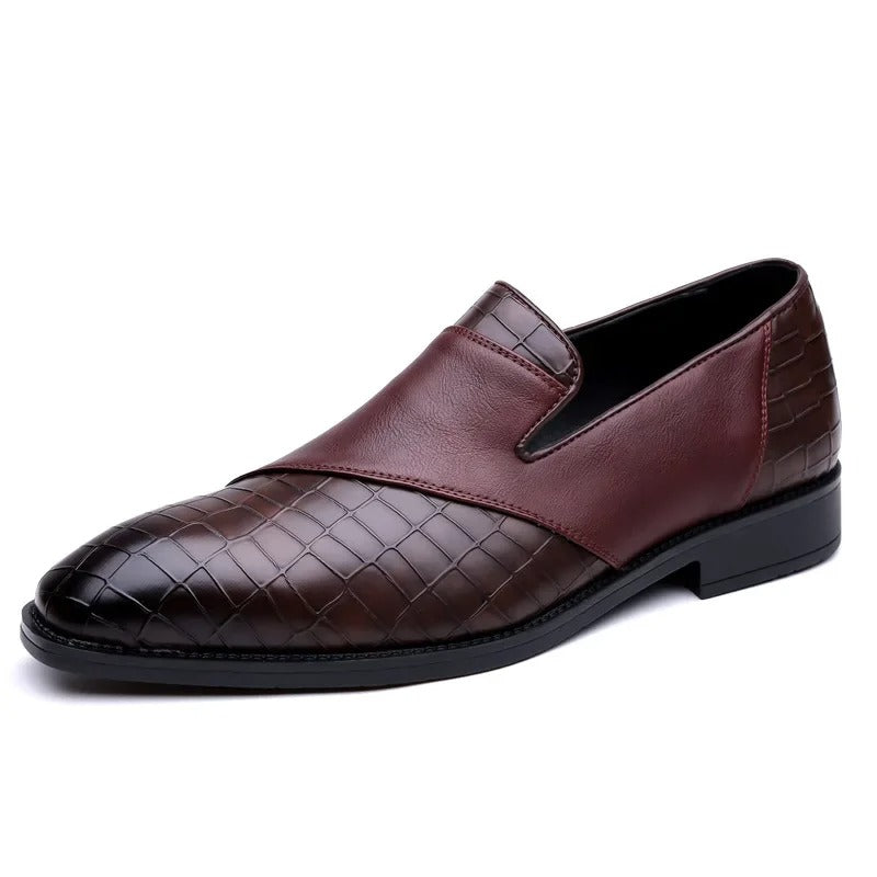 Croc-Textured Slip-On Loafer Dress Shoes for Men