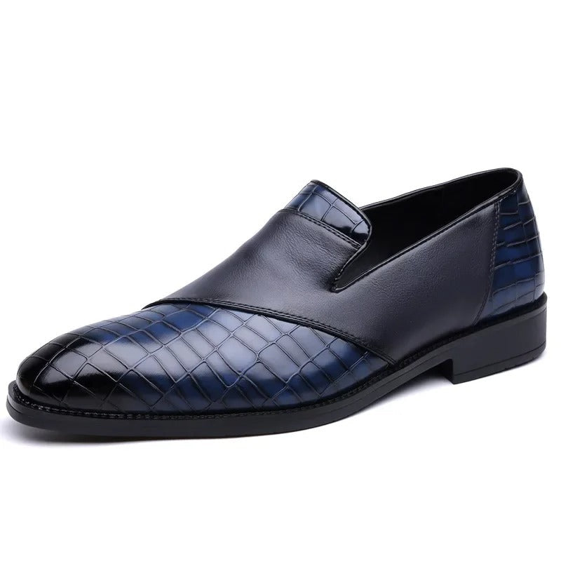 Croc-Textured Slip-On Loafer Dress Shoes for Men