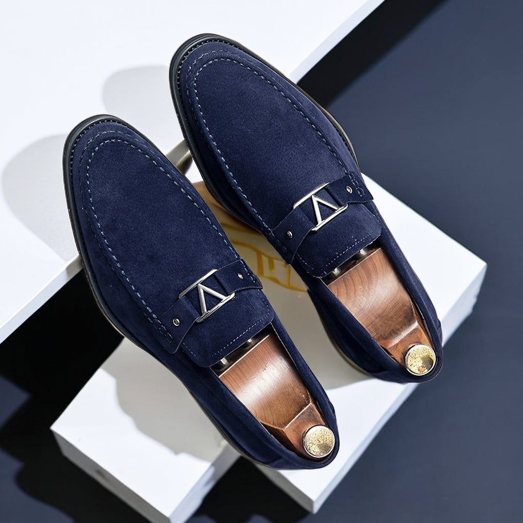 Men's Luxe Slip-On Loafers with Elegant Buckle