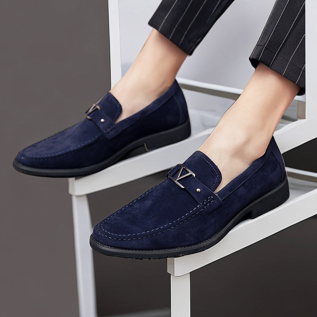 Men's Luxe Slip-On Loafers with Elegant Buckle