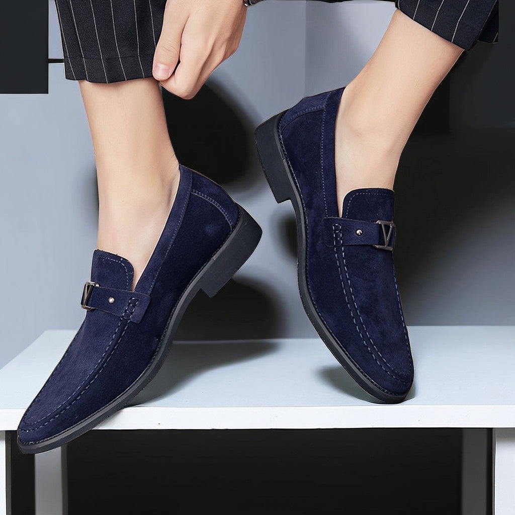 Men's Luxe Slip-On Loafers with Elegant Buckle