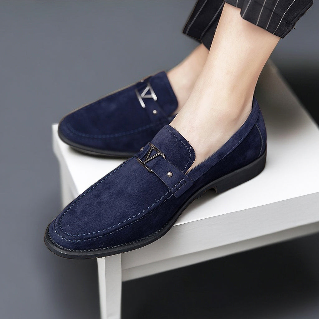 Men's Luxe Slip-On Loafers with Elegant Buckle