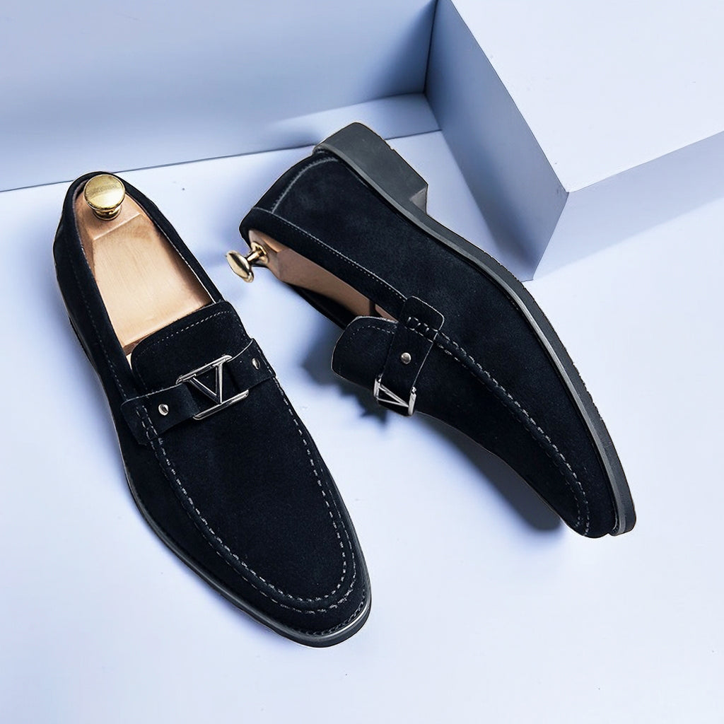 Men's Luxe Slip-On Loafers with Elegant Buckle