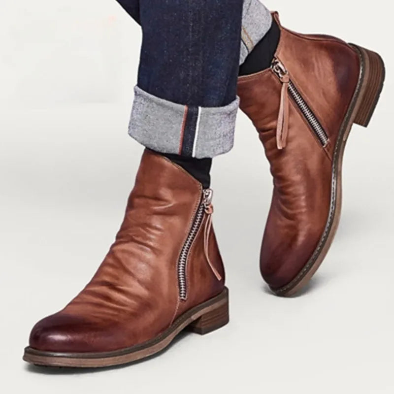 Premium Full-Grain Men's Chelsea Boots with Cushioned Insole