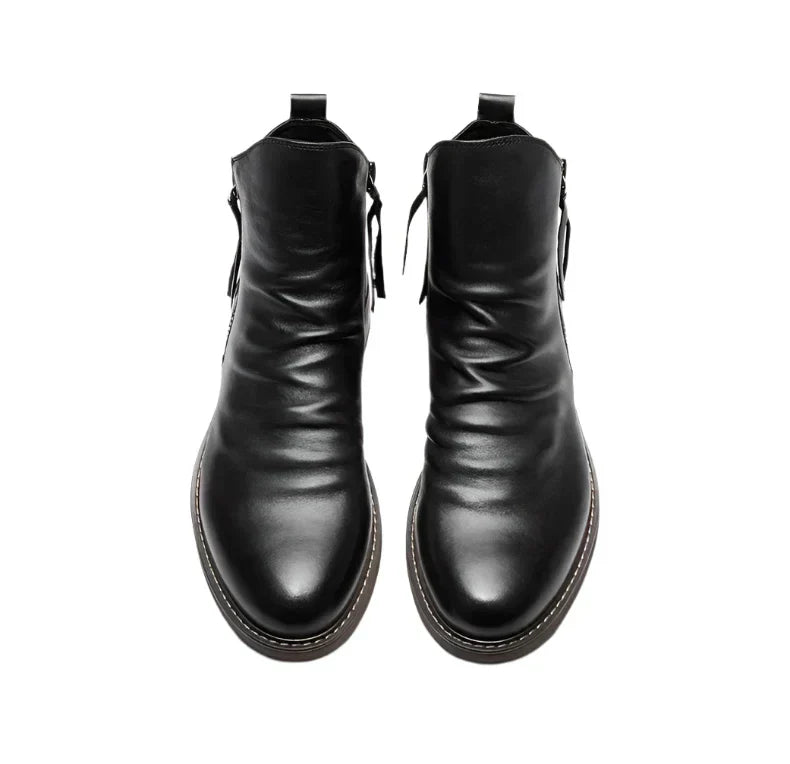 Premium Full-Grain Men's Chelsea Boots with Cushioned Insole