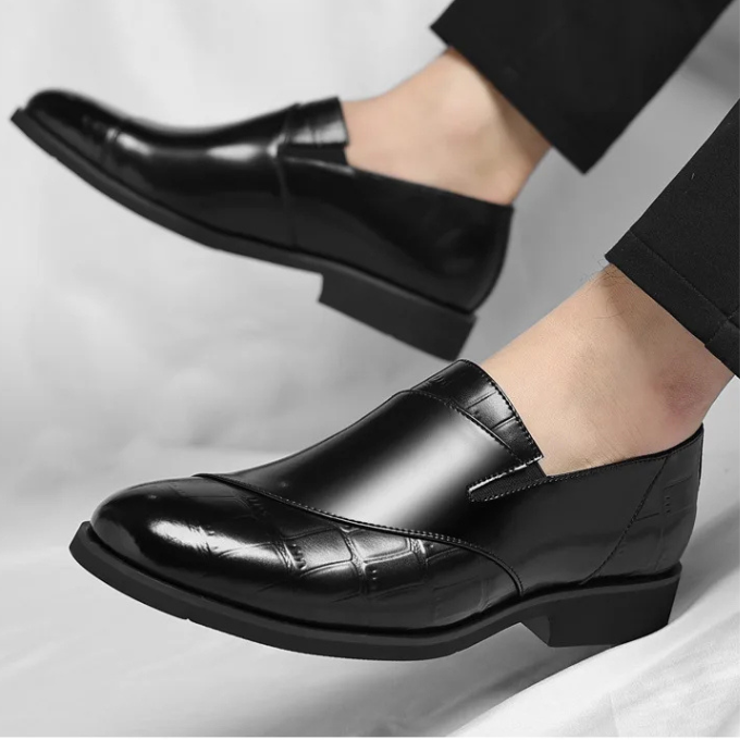 Men's High-Gloss Slip-On Loafers with European Style