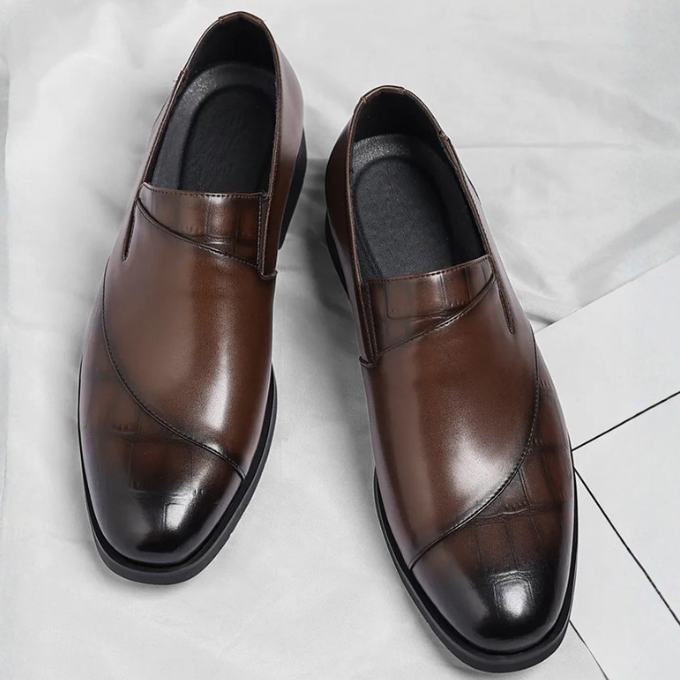 Men's High-Gloss Slip-On Loafers with European Style