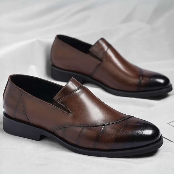 Men's High-Gloss Slip-On Loafers with European Style