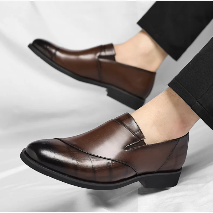 Men's High-Gloss Slip-On Loafers with European Style