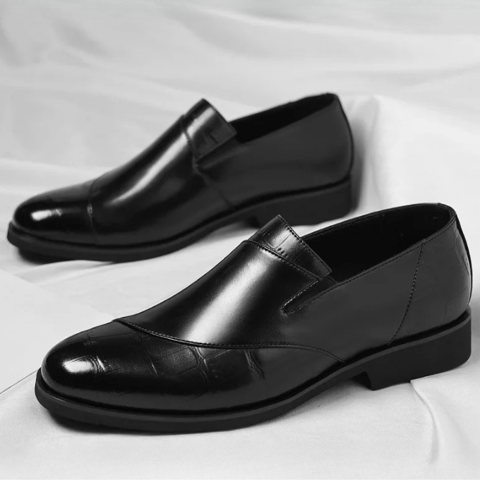 Men's High-Gloss Slip-On Loafers with European Style