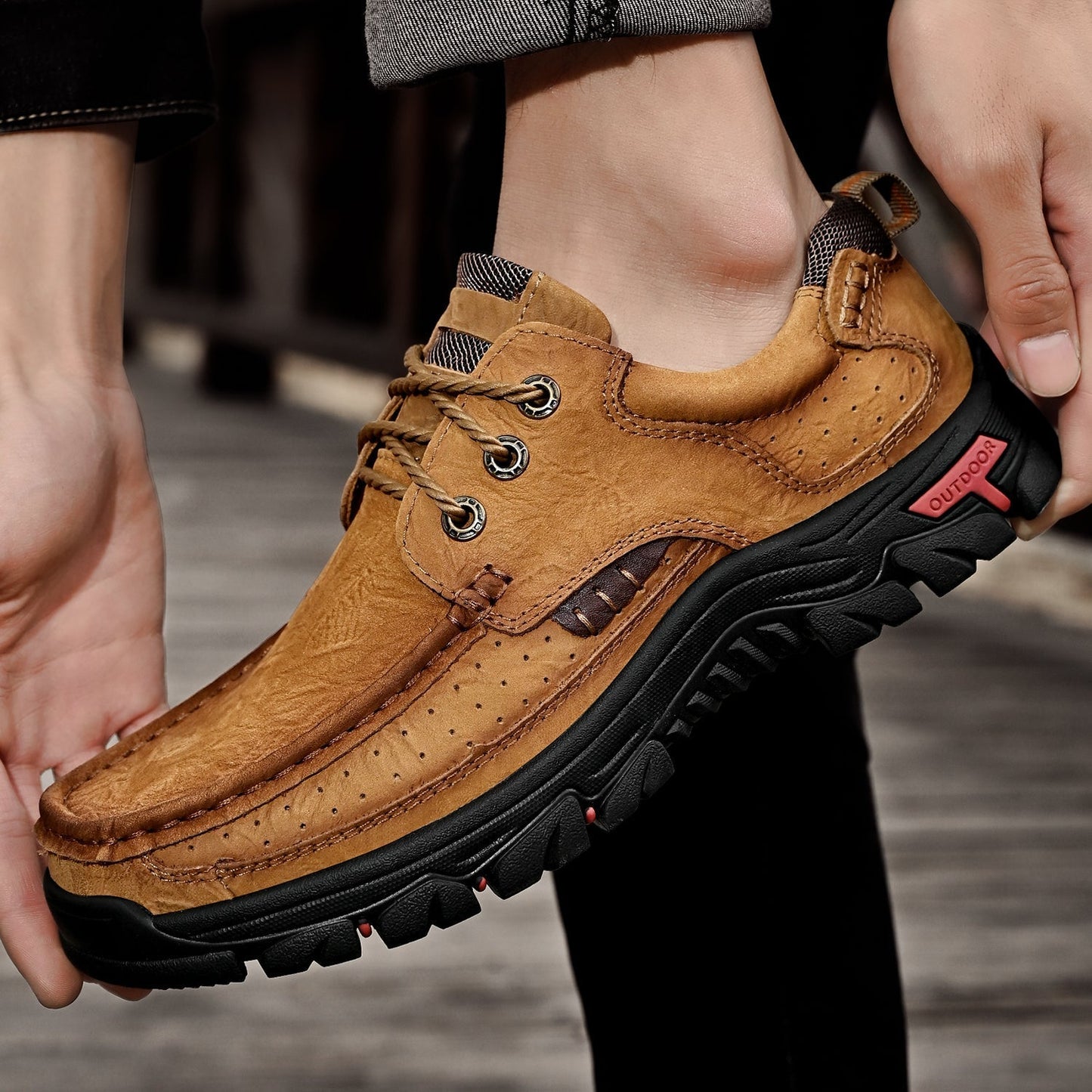 Men's Orthopedic Comfort Lace-Up Boots with Enhanced Traction and Pain Relief