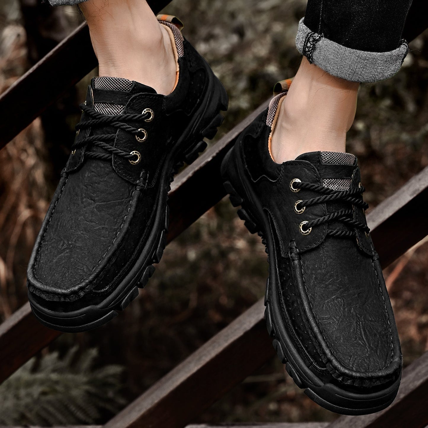 Men's Orthopedic Comfort Lace-Up Boots with Enhanced Traction and Pain Relief