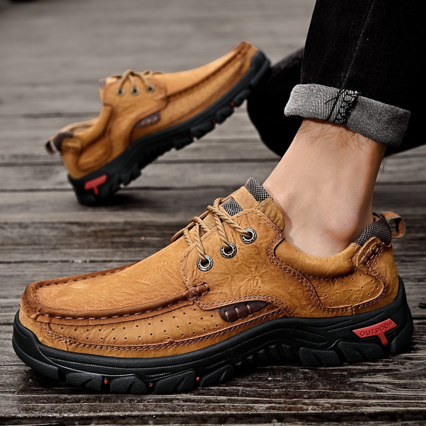 Men's Orthopedic Comfort Lace-Up Boots with Enhanced Traction and Pain Relief