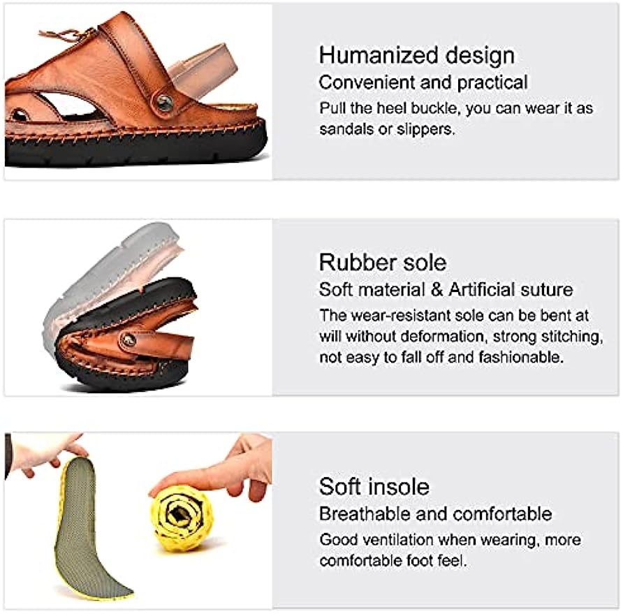 Men's Closed Toe Outdoor Sandals with Breathable Insole