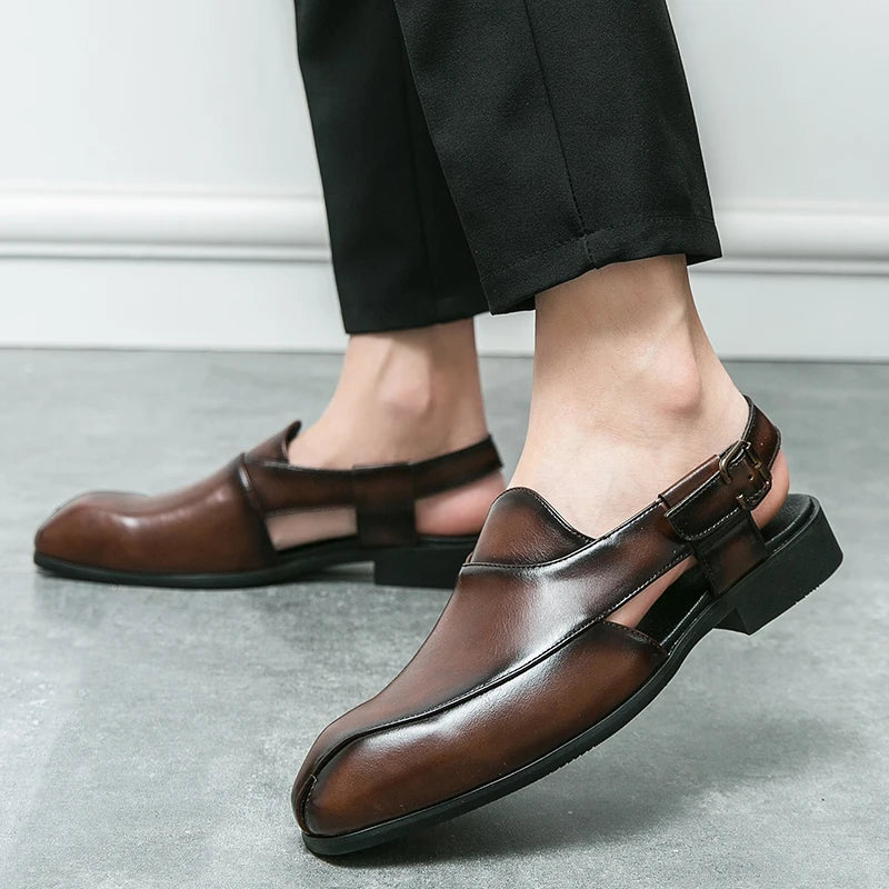 Polished Men's Slingback Loafers in Brown and Black