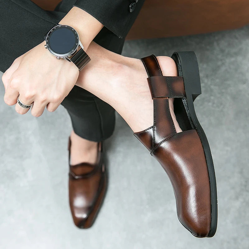 Polished Men's Slingback Loafers in Brown and Black