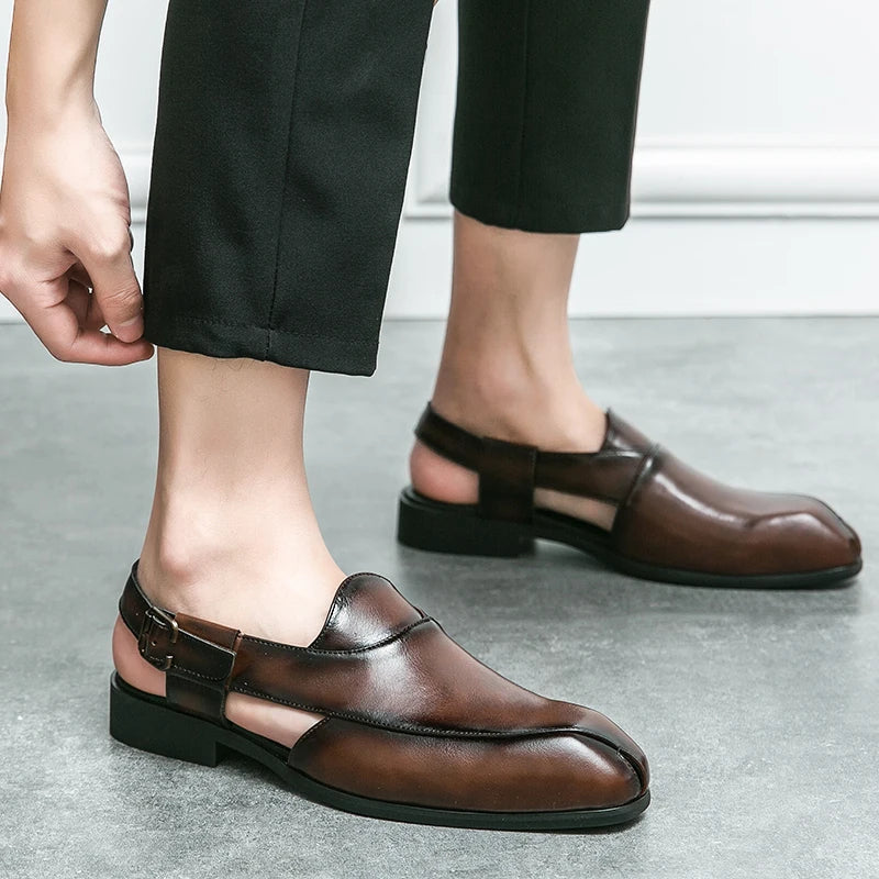 Polished Men's Slingback Loafers in Brown and Black