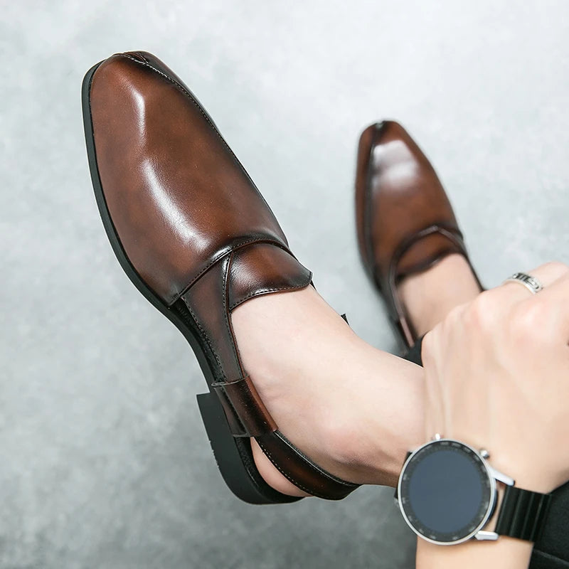 Polished Men's Slingback Loafers in Brown and Black