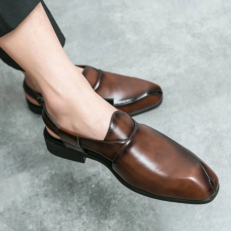 Polished Men's Slingback Loafers in Brown and Black