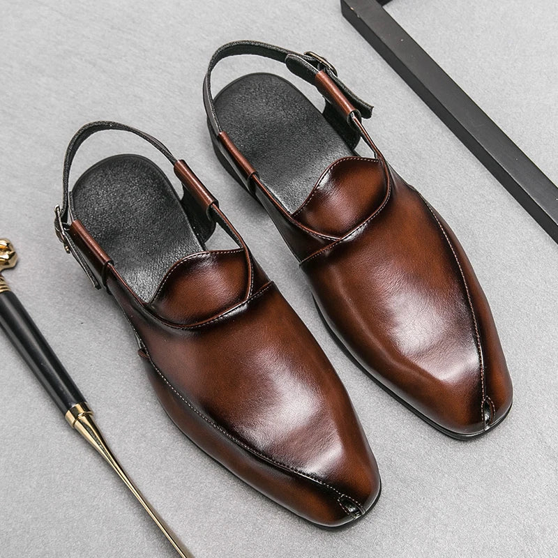 Polished Men's Slingback Loafers in Brown and Black
