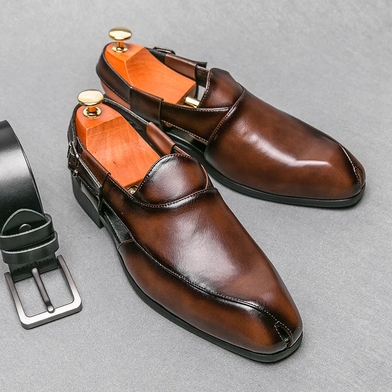 Polished Men's Slingback Loafers in Brown and Black
