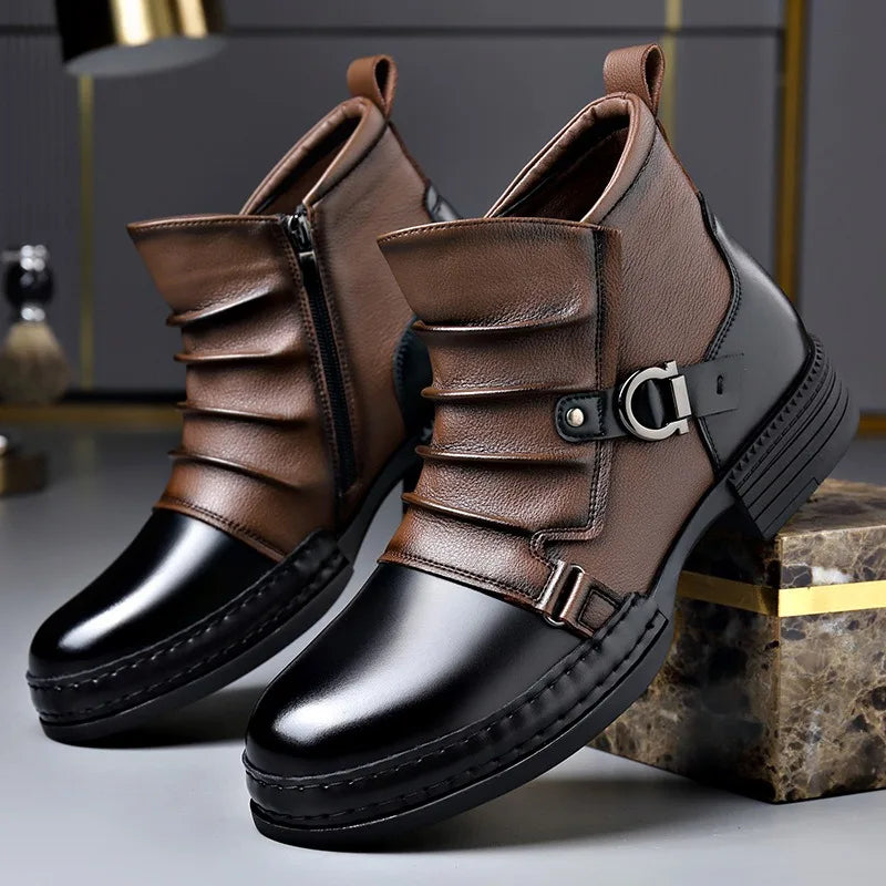 Men's Premium Ankle Boots with Adjustable Buckle and Orthopedic Sole