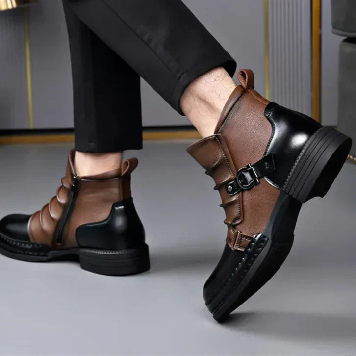 Men's Premium Ankle Boots with Adjustable Buckle and Orthopedic Sole