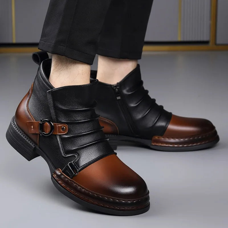 Men's Premium Ankle Boots with Adjustable Buckle and Orthopedic Sole