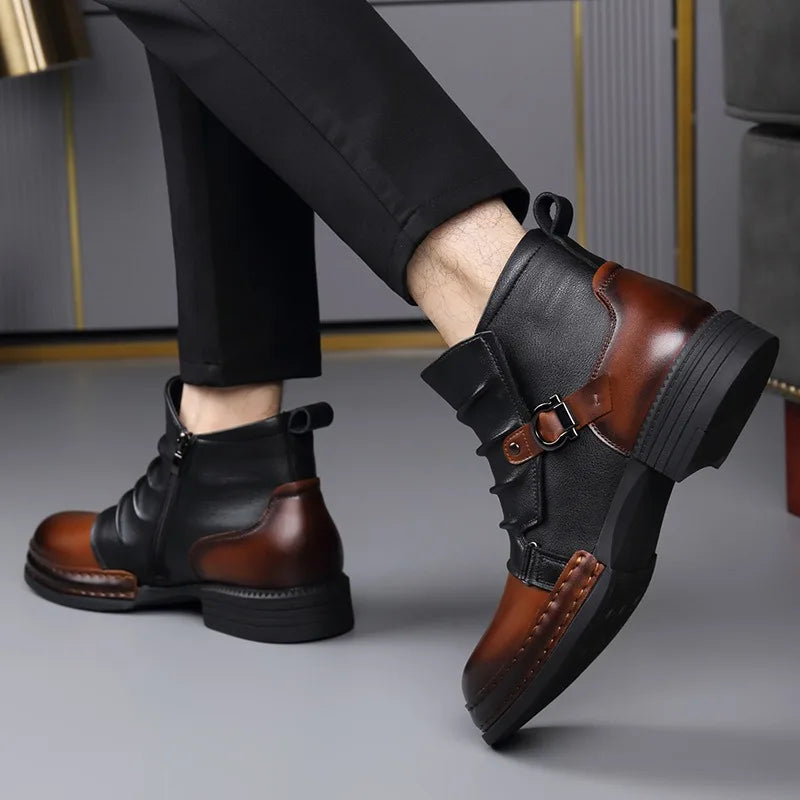 Men's Premium Ankle Boots with Adjustable Buckle and Orthopedic Sole