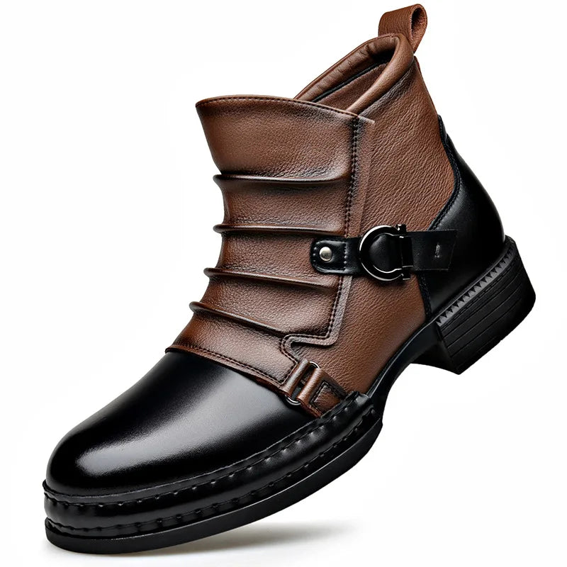 Men's Premium Ankle Boots with Adjustable Buckle and Orthopedic Sole