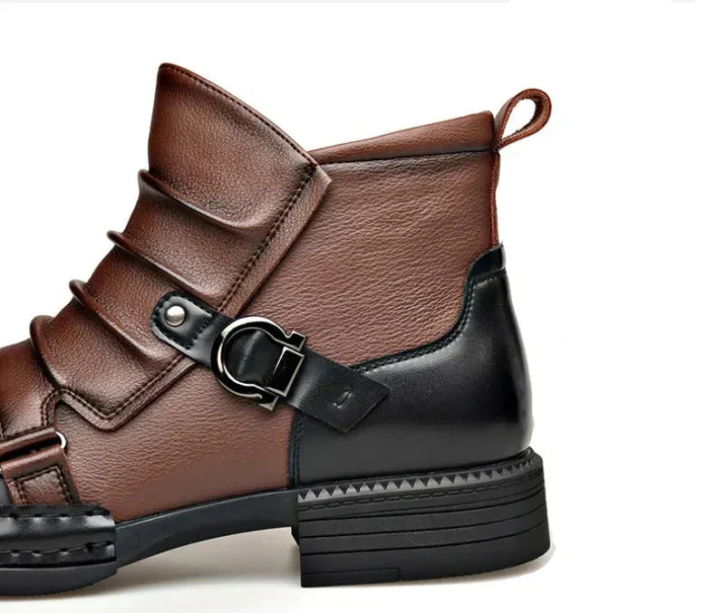 Men's Premium Ankle Boots with Adjustable Buckle and Orthopedic Sole
