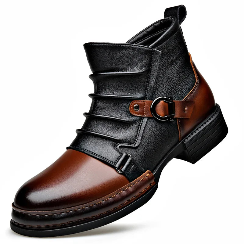 Men's Premium Ankle Boots with Adjustable Buckle and Orthopedic Sole
