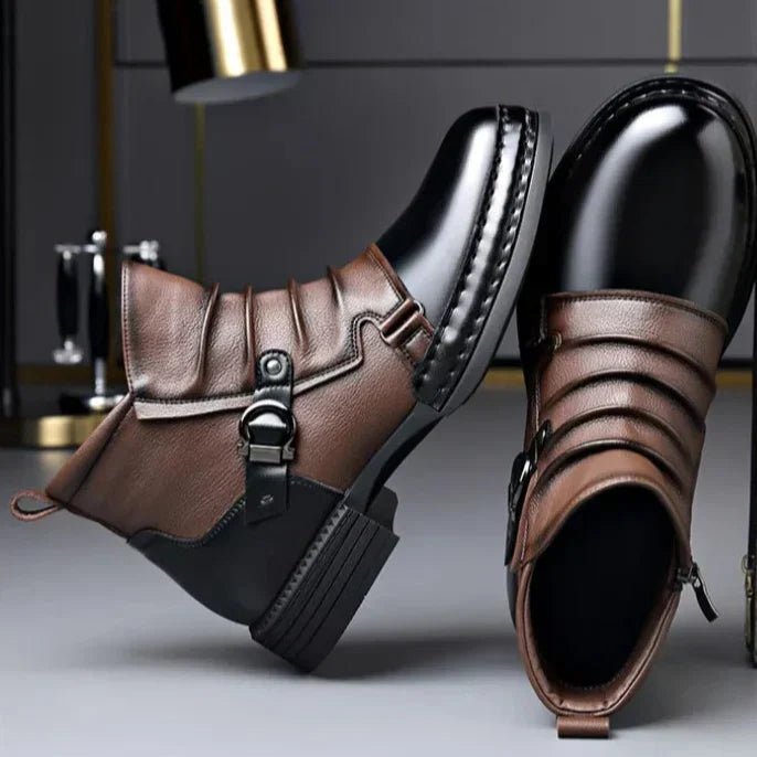 Men's Premium Ankle Boots with Adjustable Buckle and Orthopedic Sole