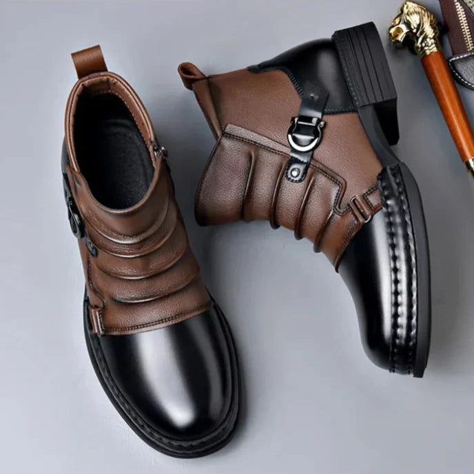 Men's Premium Ankle Boots with Adjustable Buckle and Orthopedic Sole